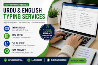 do urdu, sindhi and english typing and data entry and copy paste
