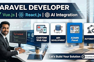 develop laravel web application with vue react and ai integration