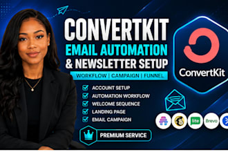 build convertkit email automation, newsletter, workflow and email campaign setup
