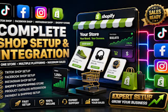 setup tiktok shop facebook shop instagram shop and shopify dropshipping store