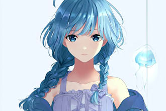 draw an anime style,fanart,oc,manga illustration just sfw