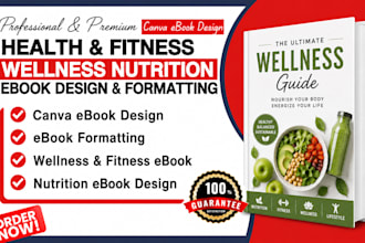do canva ebook design, format health and fitness wellness nutrition ebook design