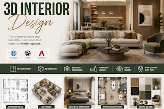 design and render realistic 3d interior interiors