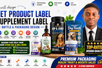design premium pet product label supplement label design bottle label packaging