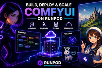 build deploy comfyui runpod api serverless, train flux lora ollama ai influencer