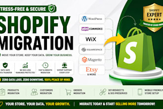 migrate wordpress to shopify, woocommerce to shopify, wix to shopify migration