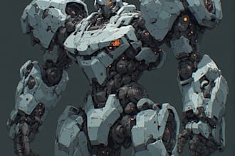 illustrate high quality futuristic mecha designs