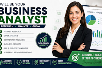 your business analyst, conduct market research, swot analysis, business report