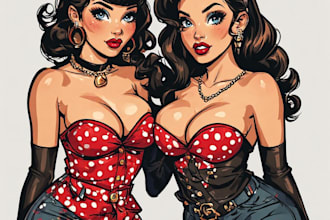 pin up girl and pin up girl illustration