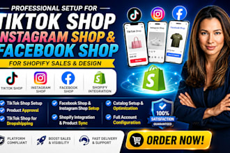 set up tiktok shop instagram shop and facebook shop for shopify sales and design