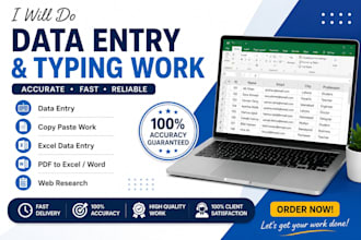 do professional data entry , typing and admin work accurately