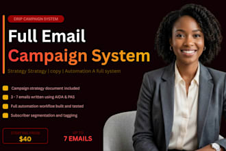 write an email marketing campaign with drip sequence and automation workflow