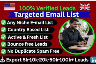 do niche targeted verified email list, b2b, bulk business leads, lead generation