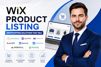 do wix product listing with cjdropshipping, spocket and printful