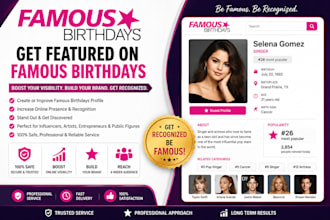 create amazing famous birthdays profile for your name and your family