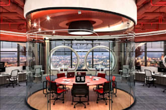 3d office interior design warehouse meeting room workspace ball room conference