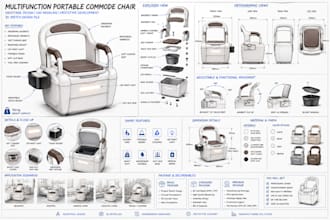 design ergonomic commode chair, rollator walker, wheelchair, foldable commode