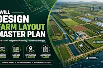 design farm layout master plan with land use and irrigation planning site plan