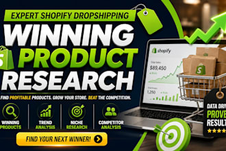 do winning product research and find profitable products for shopifydropshipping