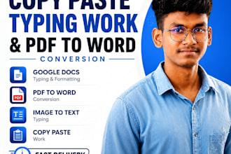 copy paste work, manual typing and PDF to word conversion