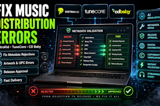fix distrokid metadata rejections, tunecore, and cd baby errors