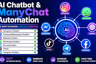 create manychat chatbot for instagram facebook website telegram automate chatbot
