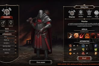 design unreal engine UI, unity game UI UX, menu hud, inventory for mobile and PC