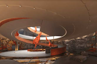 design 3d art gallery, virtual metaverse, art wall texturing,art center planning