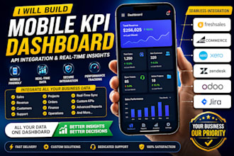 build mobile KPI  freshsales bigcommerce xero zendesk odoo jira api integration