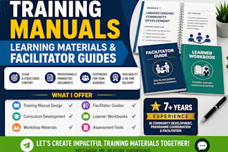 design professional training manuals learning materials and facilitator guides