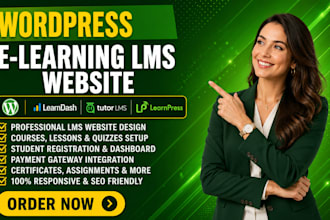 build wordpress elearning lms website setup learndash tutor lms course upload