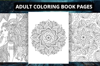 design adult coloring page, bold and easy adult coloring book and interior pages