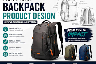 design travel, laptop, hiking, and fashion backpacks product design