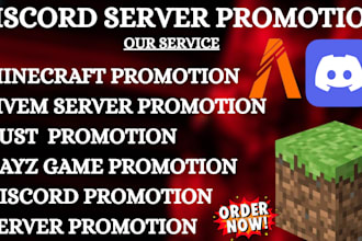 promote discord server, minecraft promotion, fivem, rust, dayz gaming server