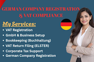 handle german company registration, vat compliance, tax and bookkeeping