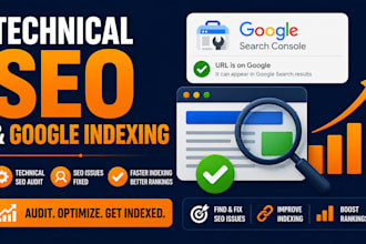 do technical SEO audit, fix on page and index site on google