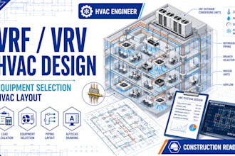 design vrf vrv hvac system with equipment selection and layout