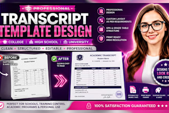 design transcript template, college transcript, high school and university