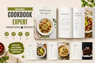 be your cookbook writer recipe design, recipe book creation, cookbook formatting