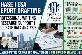 write commercial real estate phase 1 esa due diligence report