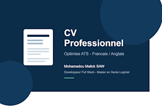 je vais creer un CV professionnel moderne ats en francais et anglais