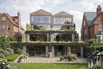 remodel 3d home extension, residential exterior render, garden landscape design