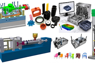 do plastic injection mold design, product modification, dfm analysis, and 3d cad