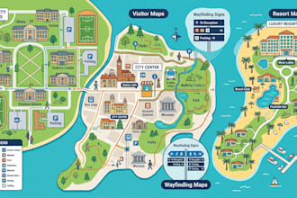 design wayfinding maps, campus maps, resort maps, visitor maps