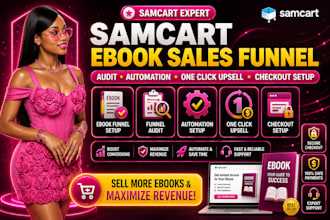 samcart ebook sales funnel, audit, automation, one click upsell, checkout setup
