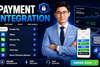 integrate google pay, alipay, wechat pay, venmo, cash app,smart checkout buttons