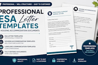 provide professional esa letter templates housing accommodation document