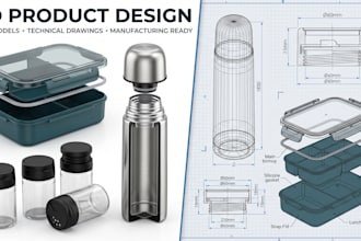 design lunch box, vacuum flask and spice jar 3d cad models for production