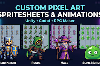 create custom pixel art spritesheets and animations for 2d game