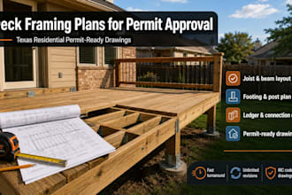 create deck framing plans, structural drawings for texas permits